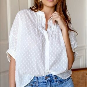 Emerson Fry Mandarin Collar Dot Blouse